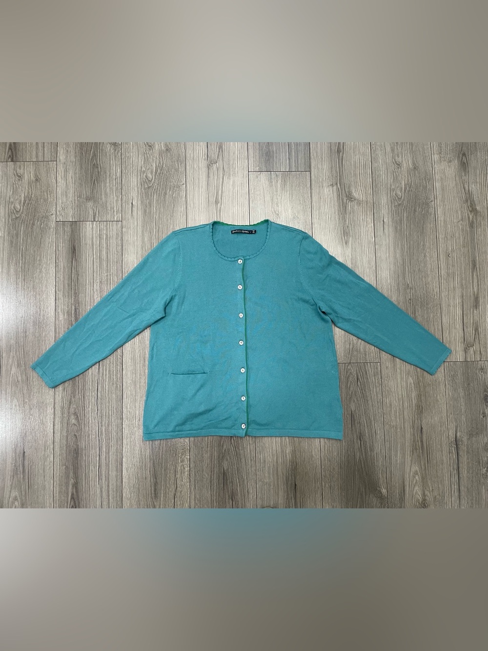 Gudrun Sjoden Teal‎ Button-Front Women's Cardigan Size Large